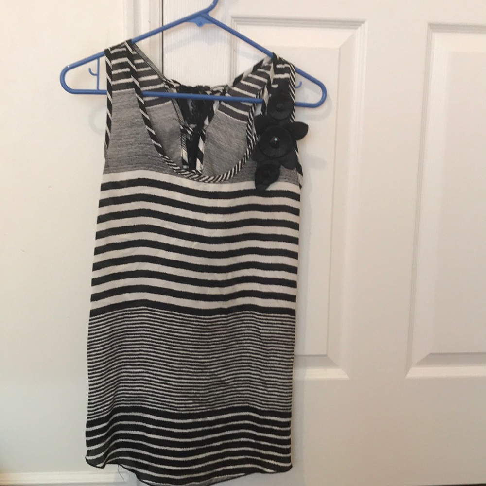 Stripe & Floral Detail Top